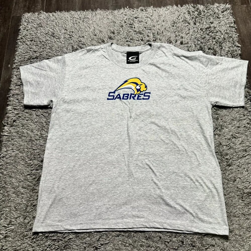 Vintage Buffalo Sabres Shirt Mens XL Gray Short Sleeve NHL Logo
